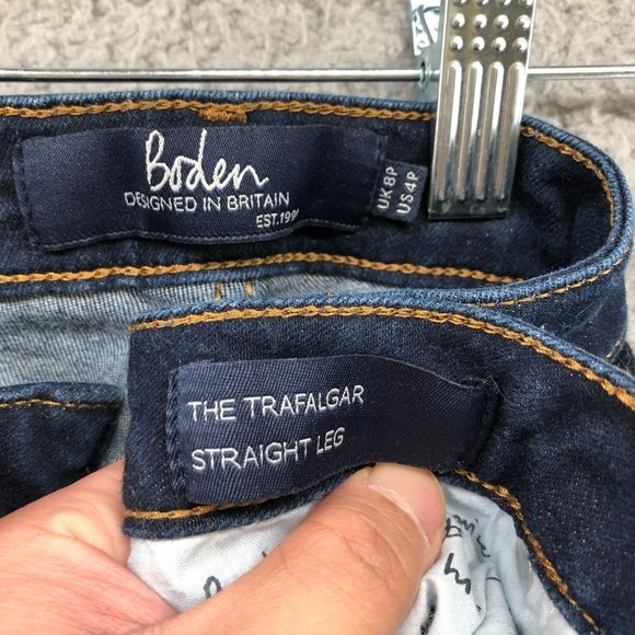 Boden Womens Trafalgar Straight Leg Jeans Size 4P Blue Dark Wash Mid Rise - Picture 8 of 12